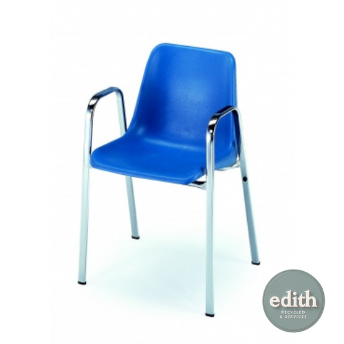 SILLA COLECTIVIDADES AZUL POLIPROPILENO CON BRAZOS E.O.