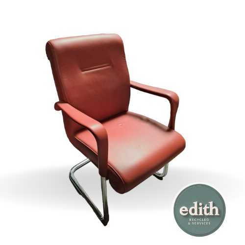 SILLA CONFIDENTE CUERO ROJO