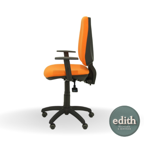 SILLA OPERATIVA NARANJA CON BRAZOS NEGROS