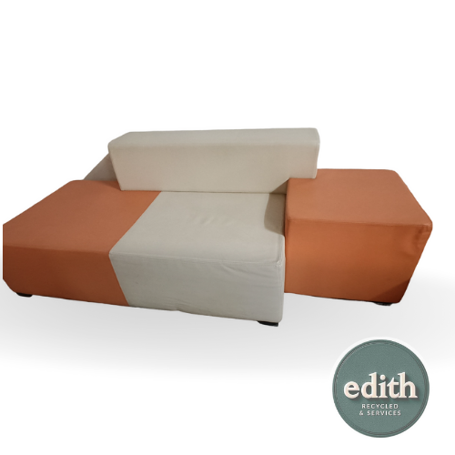 SOFA SALA DE ESPERA NARANJA Y BEIGE