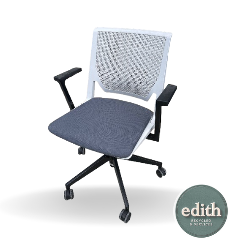 SILLA OPERATIVA BLANCA/GRIS RESPALDO MALLA