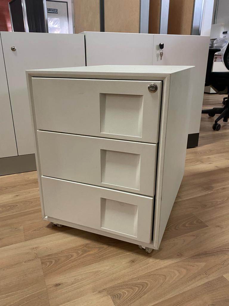 CAJONERA BLANCA 3 CAJONES TIRADOR EMBUTIDO