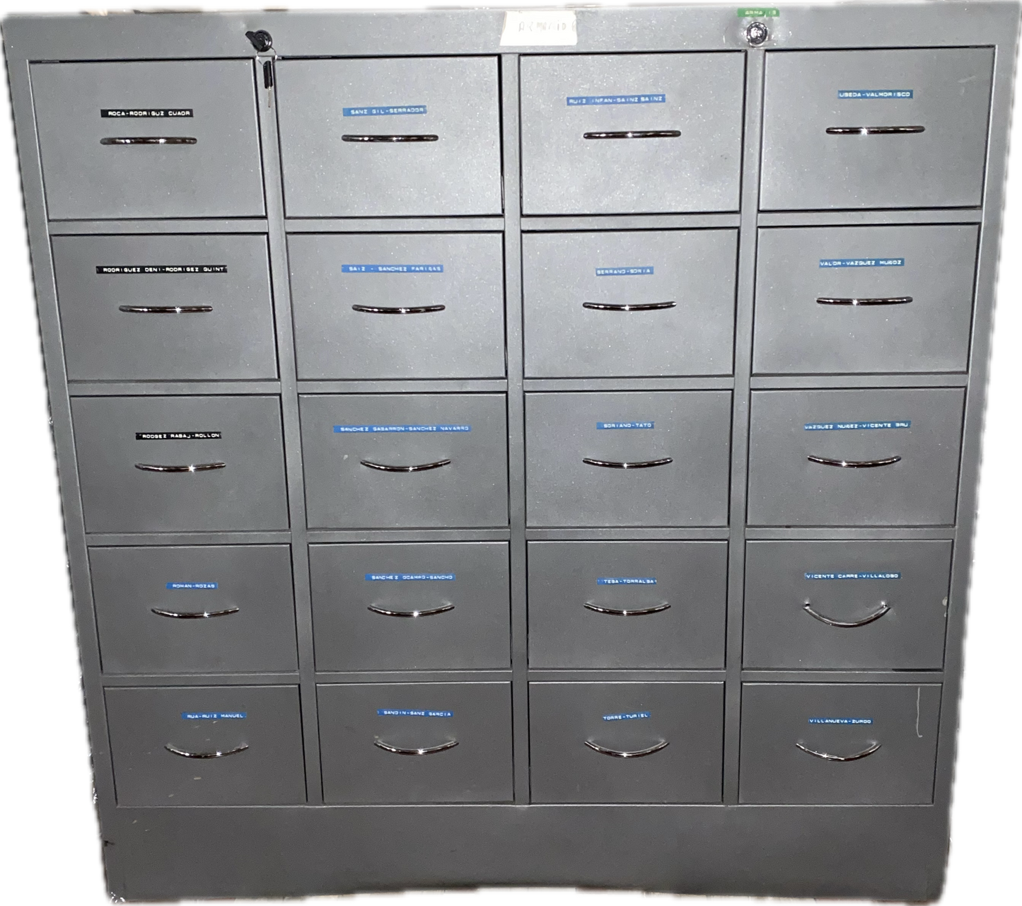 ARCHIVADOR METALICO VINTAGE 16 CAJONES. 116x114x45