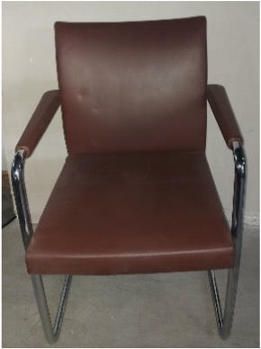 SILLA CONFIDENTE CUERO MARRON