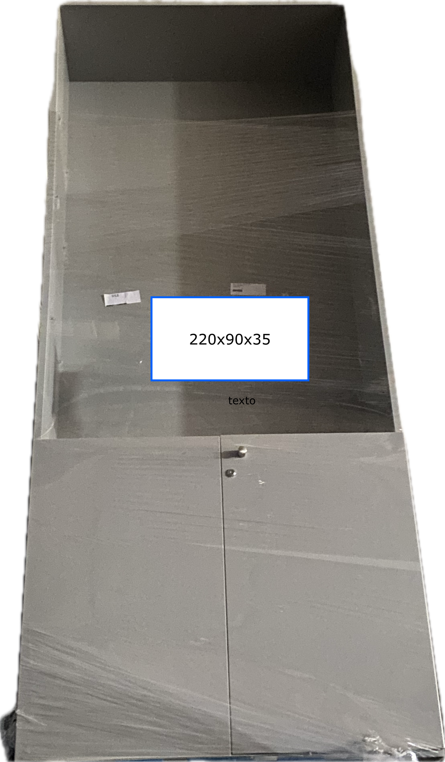 ARMARIO, ALTO, VITRINA, GRIS, MADERA 220x90x35