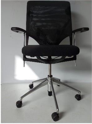 SILLA OPERATIVA NEGRA CROMADA GS