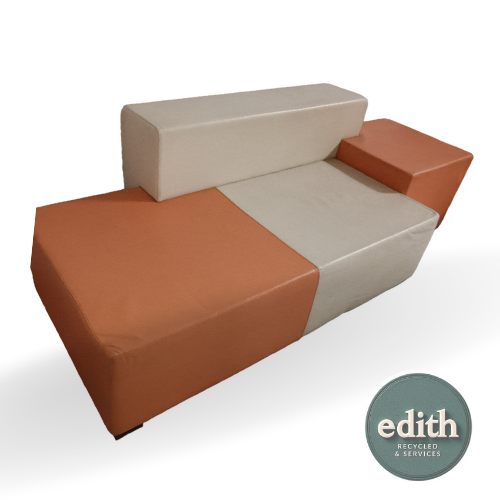 SOFA SALA DE ESPERA NARANJA Y BEIGE