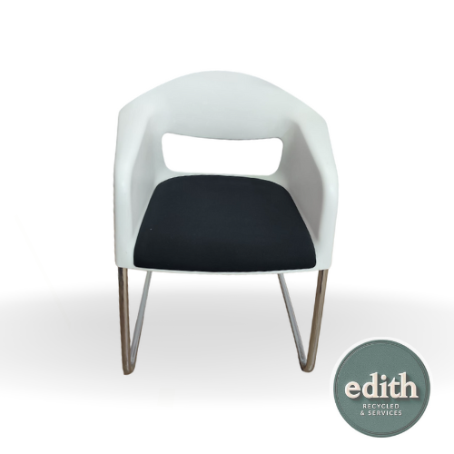 SILLA CONFIDENTE BLANCA ASIENTO TAPIZADO NEGRO