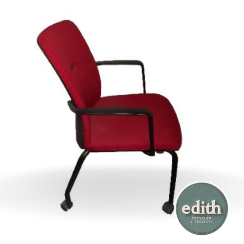 SILLA CONFIDENTE STEELCASE ROJA FIJA CON RUEDAS