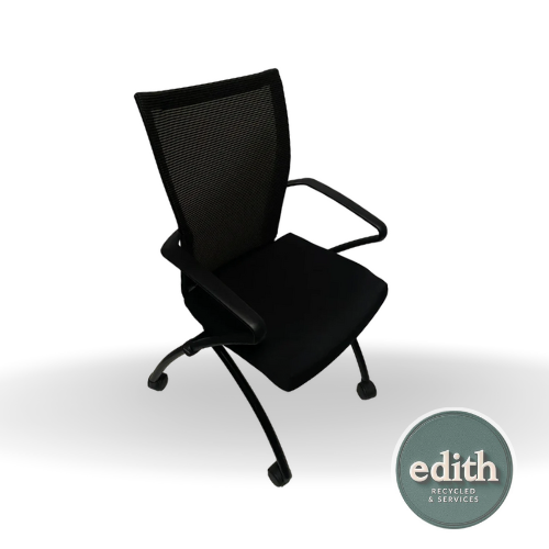 SILLA CONFIDENTE NEGRA FIJA RUEDAS