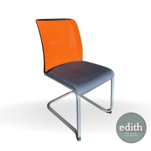 SILLA CONFIDENTE PATIN GRIS NARANJA
