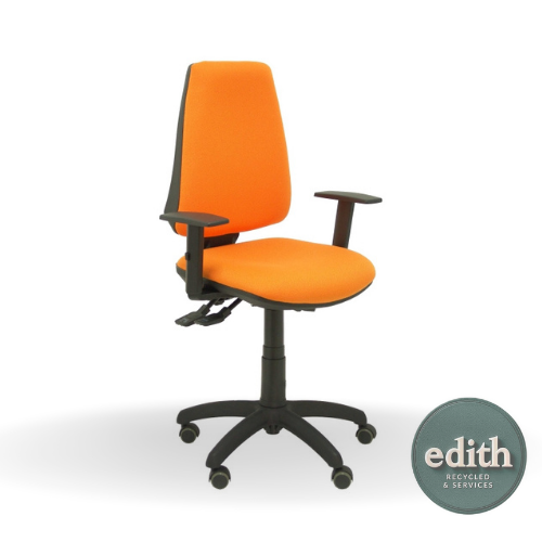 SILLA OPERATIVA NARANJA CON BRAZOS NEGROS