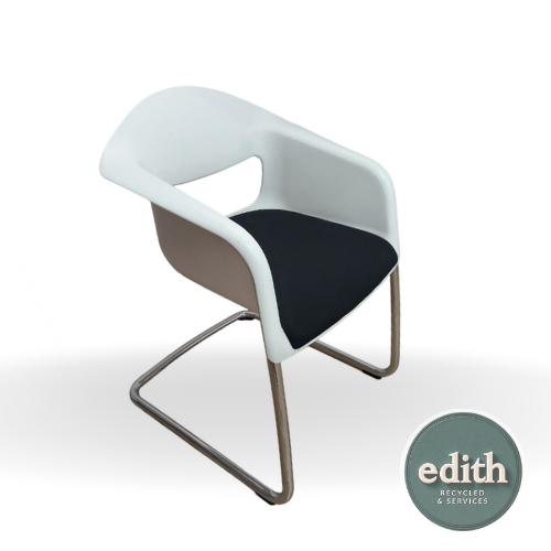 SILLA CONFIDENTE BLANCA ASIENTO TAPIZADO NEGRO