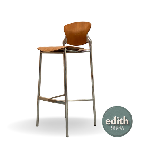 TABURETE MADERA/CROMADO