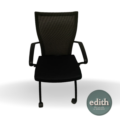 SILLA CONFIDENTE NEGRA FIJA RUEDAS