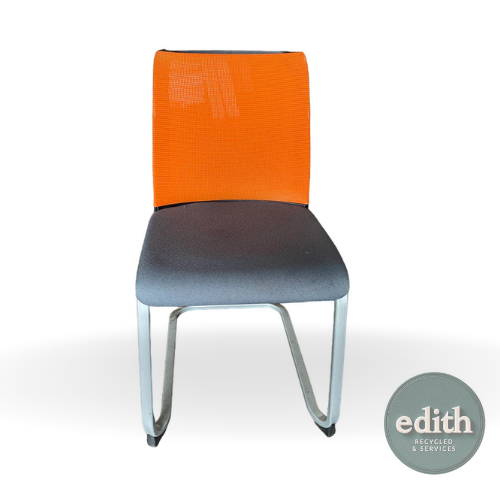 SILLA CONFIDENTE PATIN GRIS NARANJA