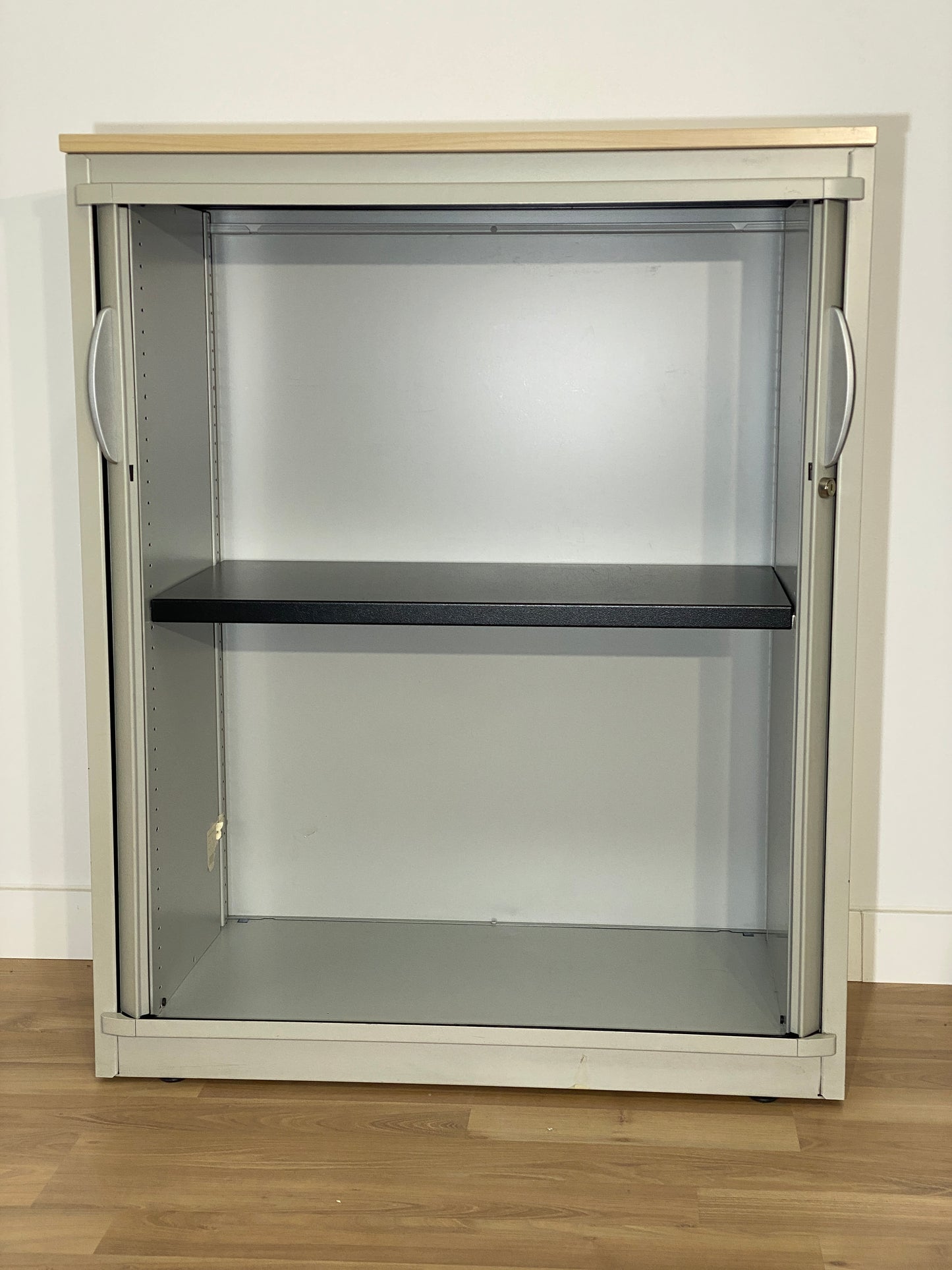 ARMARIO MEDIANO, GRIS, METALICO, CORREDERA, TAPA MADERA  110X90X47/43