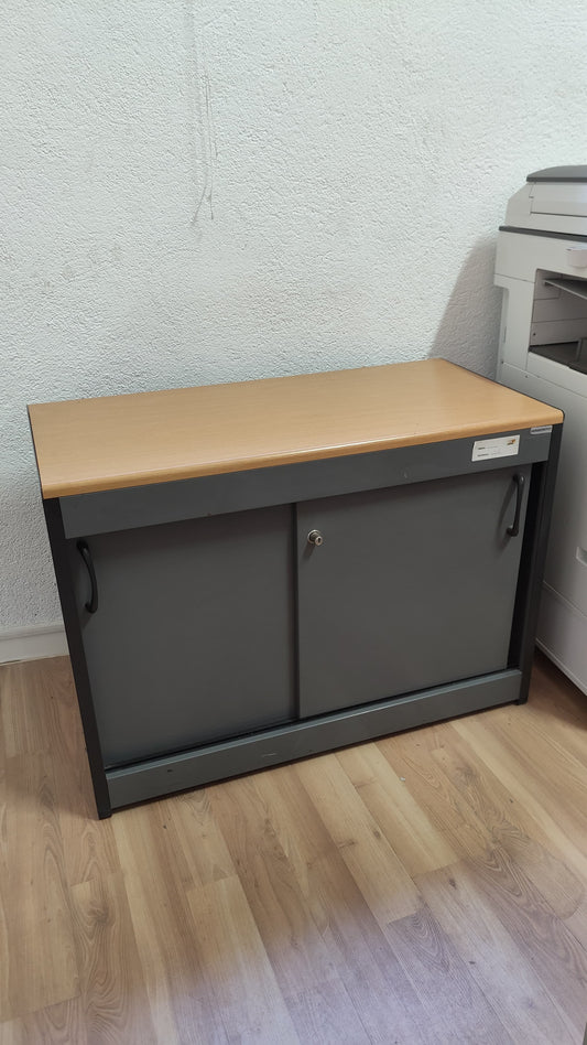 ARMARIO BAJO NEGRO, CORREDERA, TAPA MADERA 71x100x50